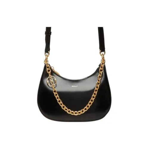 BALLY Emblem Patent Leather Calfskin Handbag Shoulder Bag Crossbody Bag Mini Women's Black