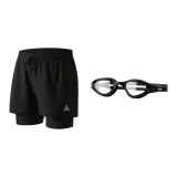 Mock Two-Piece Swimming Shorts+Swim Goggles