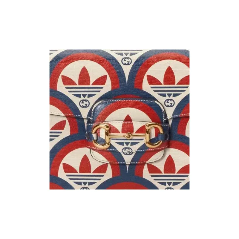 GUCCI Adidas Horsebit 1955 Leather Shoulder Bag, Crossbody Bag Small Size Men's Red/Dark Blue-7