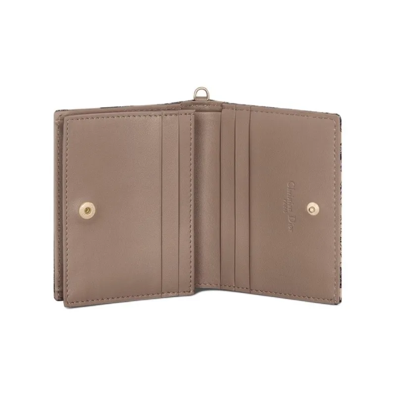 DIOR Lady Dior Calfskin Wallet Mini Women's Beige-3