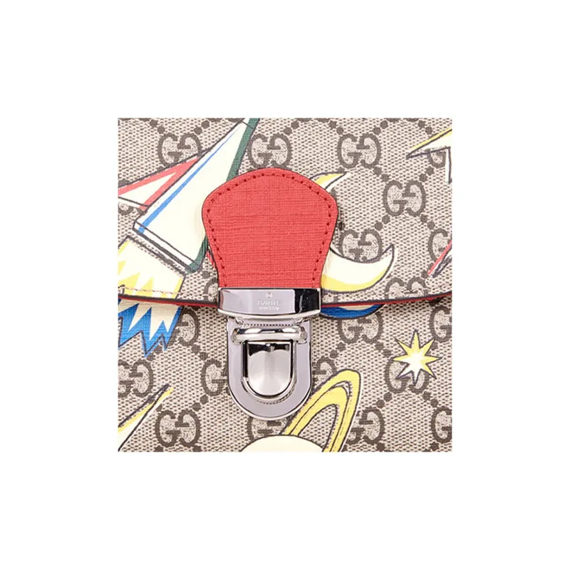 GUCCI Canvas With Leather Messenger Bag Crossbody Bag Handbag Shoulder Bag Regular Kids' Ebony/Red/Multicolor-4