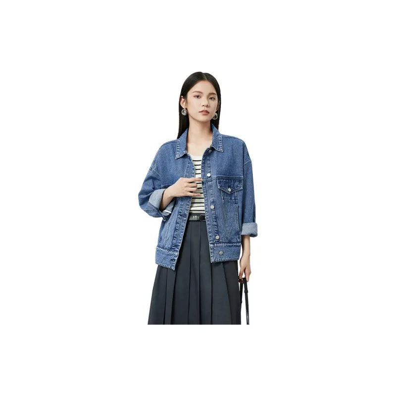 SENTUBILA Denim Jackets Women's Aquatic Blue-1