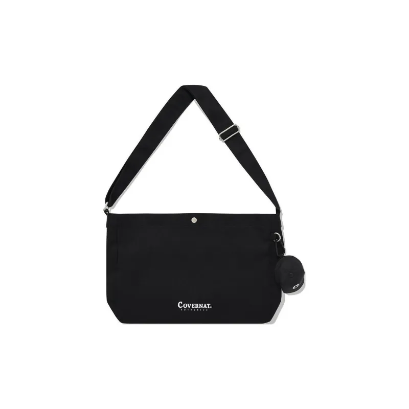 COVERNAT Cotton Shoulder Bag Crossbody Bag Unisex Black-0