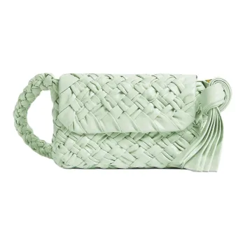 Bottega Veneta Calfskin Handbag, Shoulder Bag Women's Fresh Mint