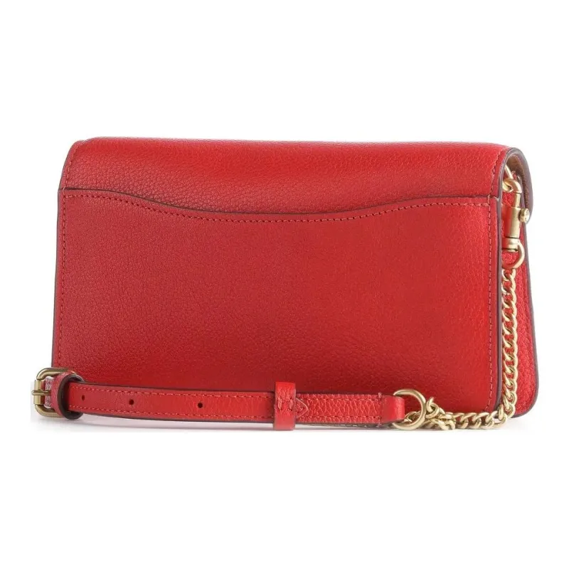 COACH Pebbled Leather One Shoulder Crossbody Clutch Trumpets Women's Red-4