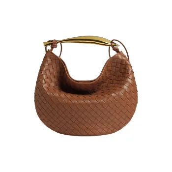 Bottega Veneta SARDINE Lambskin Handbag Medium Size Women's Brown