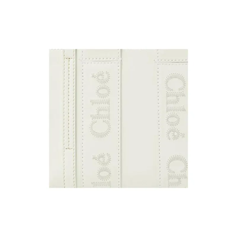 Chloe Woody Smooth Calf Leather Tote Bag, Shopping Bag, Shoulder Bag, Crossbody Bag, Handbag Mini Women's White-3