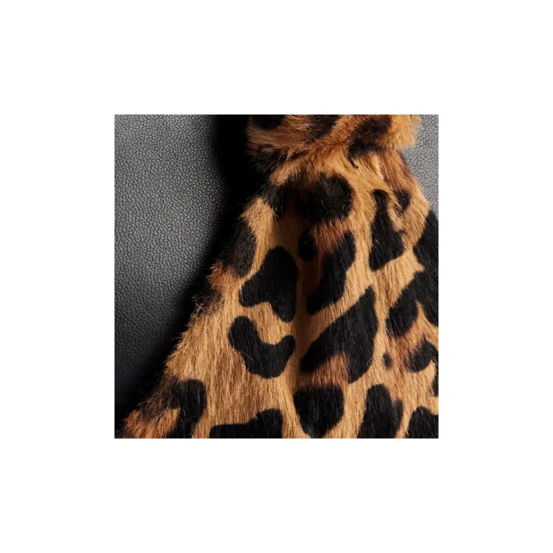 Alaia Calfskin Handbag Women's Black Patchwork Leopard Print-3