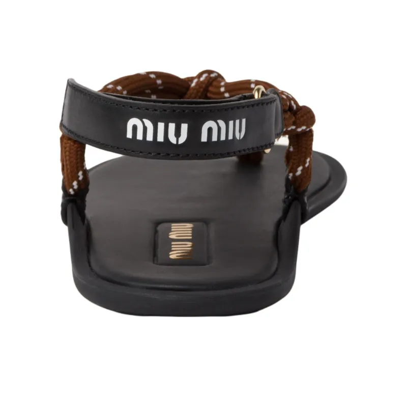 MIU MIU Cord-strap Leather Sandals-4