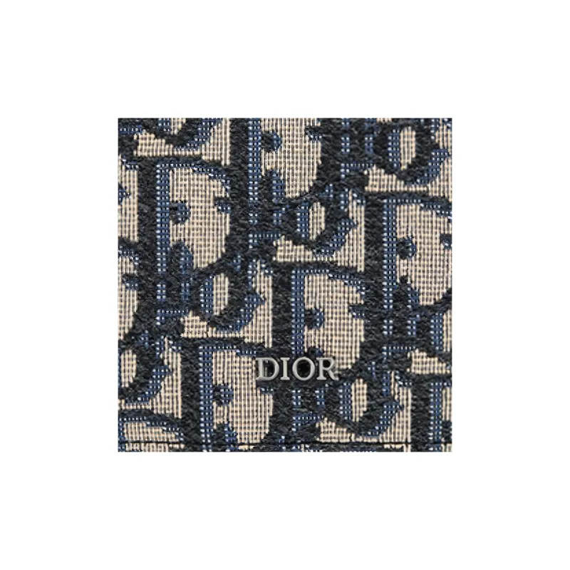 DIOR Cow Leather Wallet Men's Blue Black-3