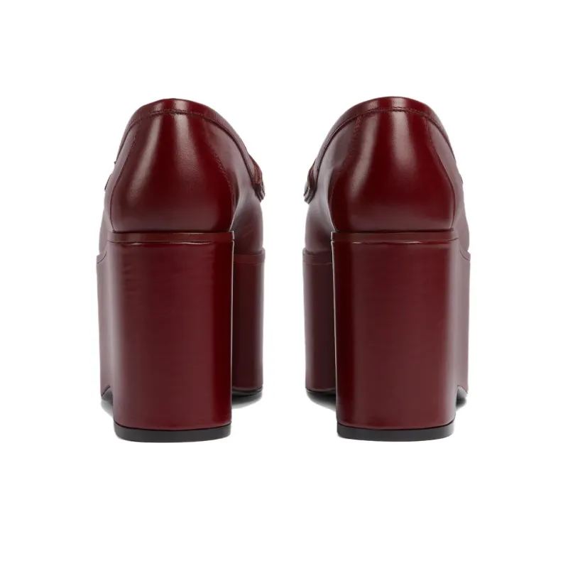 GUCCI Horsebit 24 Spring Summer Collection Loafers 9cm Women's Burgundy-4