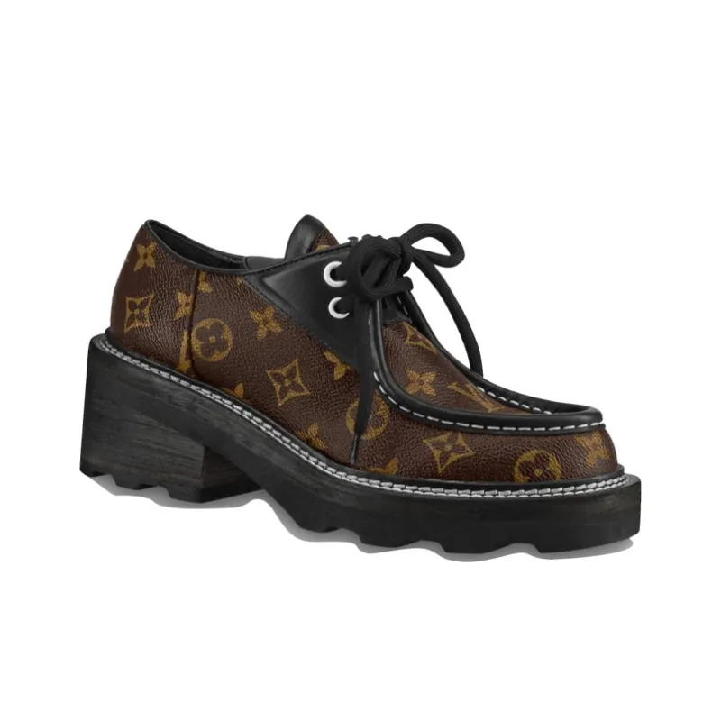 LOUIS VUITTON Beaubourg Platform Derby Shoes 'Brown' Women's-1