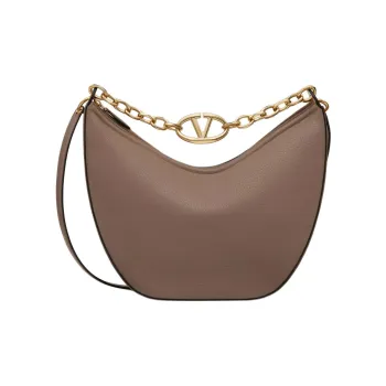 Valentino Vlogo Moon Grained Calfskin Hobo Bag Crossbody Bag Shoulder Bag Women's Clay Brown