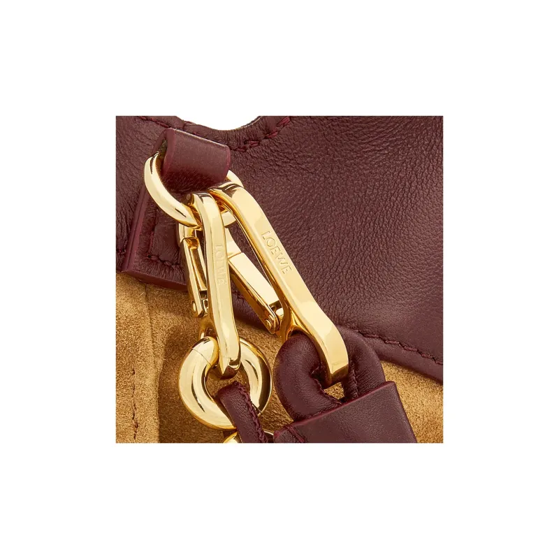 LOEWE Flamenco Soft Nappa Sheep Leather One Shoulder Crossbody Clutch Medium Size Women's Dark Burgundy Red-7