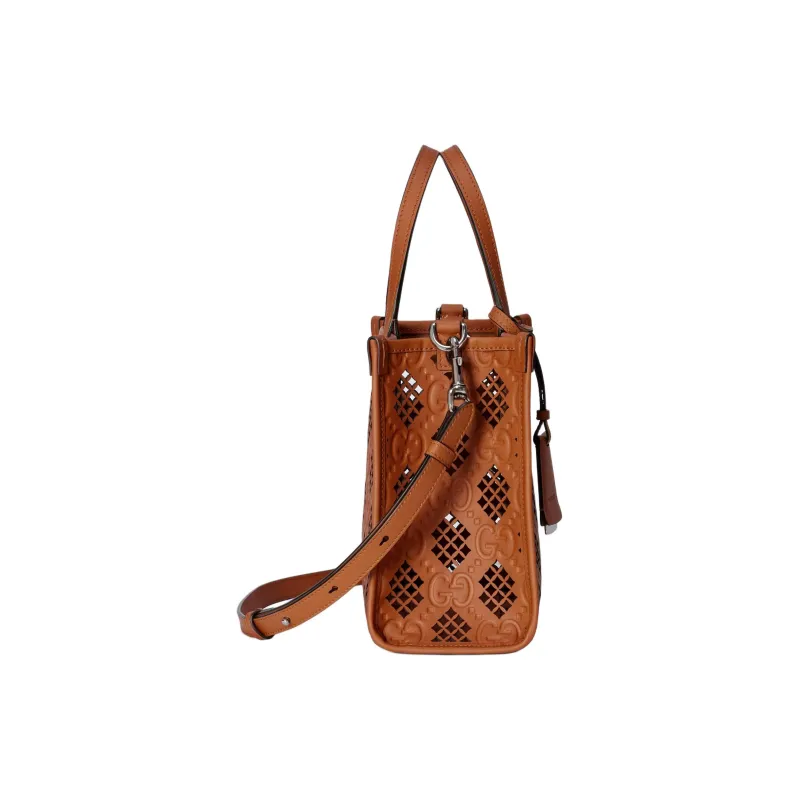 GUCCI Ophidia Leather Tote Bag Shopping Bag Handbag Small Size Women's Light Brown-4