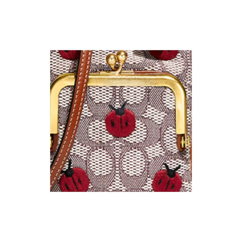 COACH Fabric Crossbody Cell Phone Pouch Mini Women's Khaki Brown-3