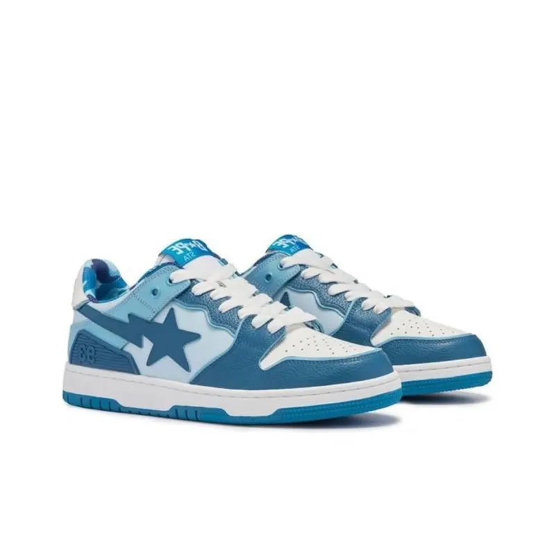 A BATHING APE SK8 STA ABC Camo Stylish Skateboarding Shoes Women's Vivid Blue-3
