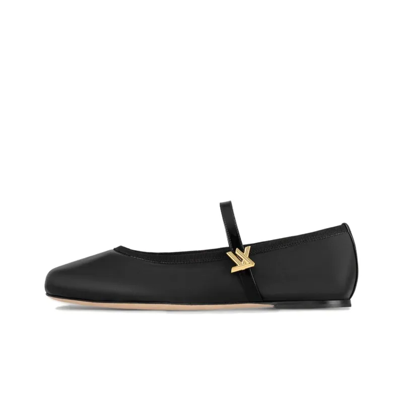 LOUIS VUITTON Romy Flat Mary Jane Shoes Women's Black-0
