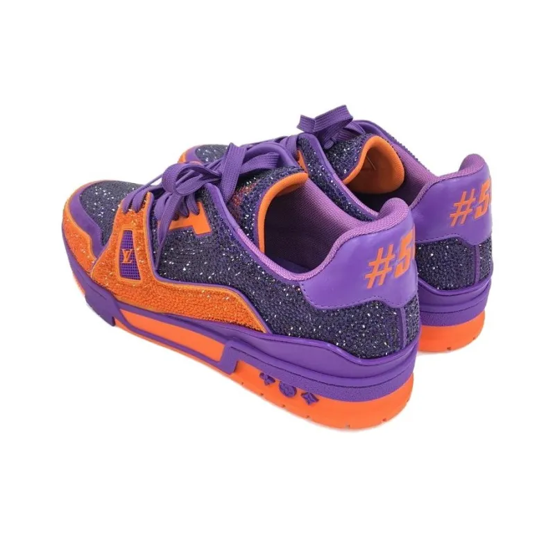 LOUIS VUITTON Trainer Low Top Stylish Skateboarding Shoes Men's Purple Orange-2
