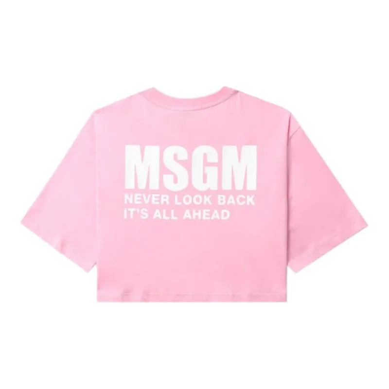 MSGM Drop Shoulder Sleeve T Shirt Women's Rose Pink-1