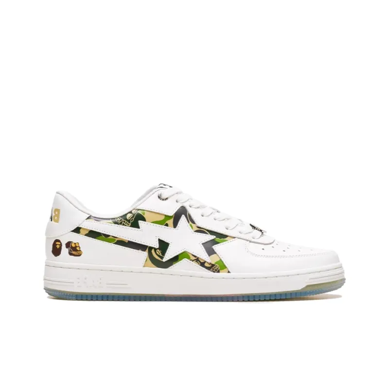 A BATHING APE Low Top Skateboard Shoes Women's White-1