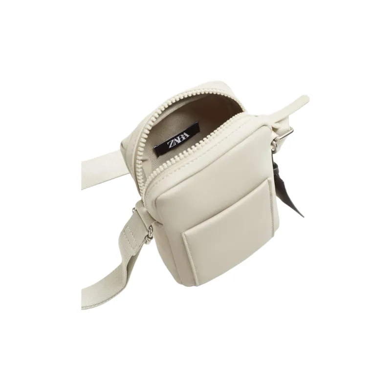 ZARA Polyurethane Shoulder Bag Crossbody Bag Mini Men's Pearl Gray-3