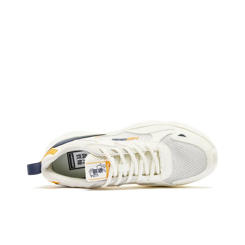 QIAODAN Cushioned Slip-Resistant Breathable Lightweight Low-Top Casual Shoes Men's White Blue-3