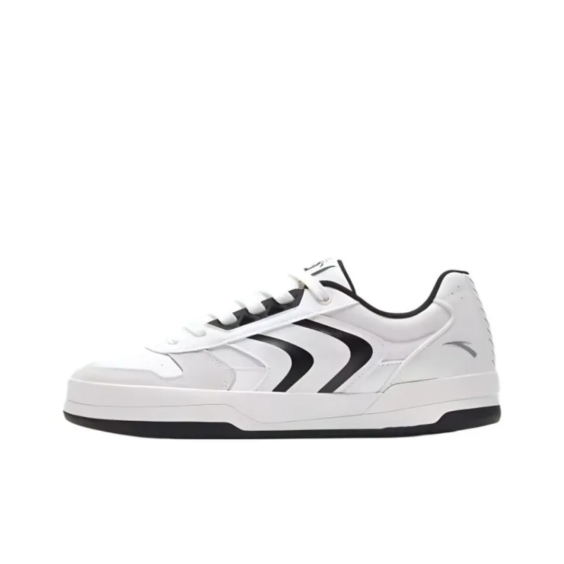 Anta Anti Slip Wear Resistant Low Top Skateboard Shoes Men's Black White-0