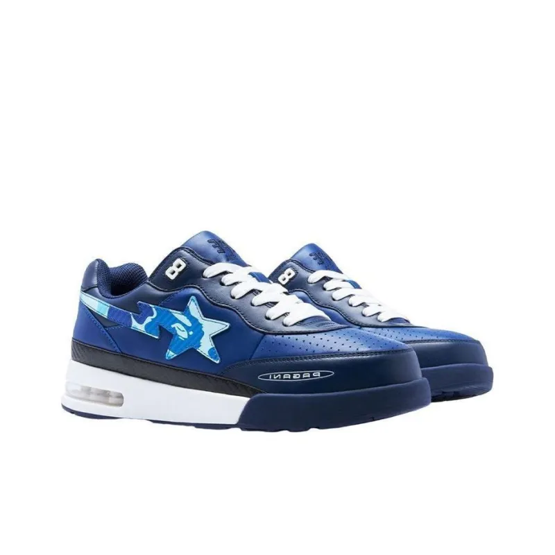 A BATHING APE X Pagani Road Sta Leather Low 'Blue'-3
