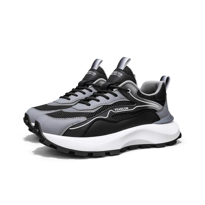 YEARCON Casual Shoes Men Low Top White/Green, Black/Gray-7