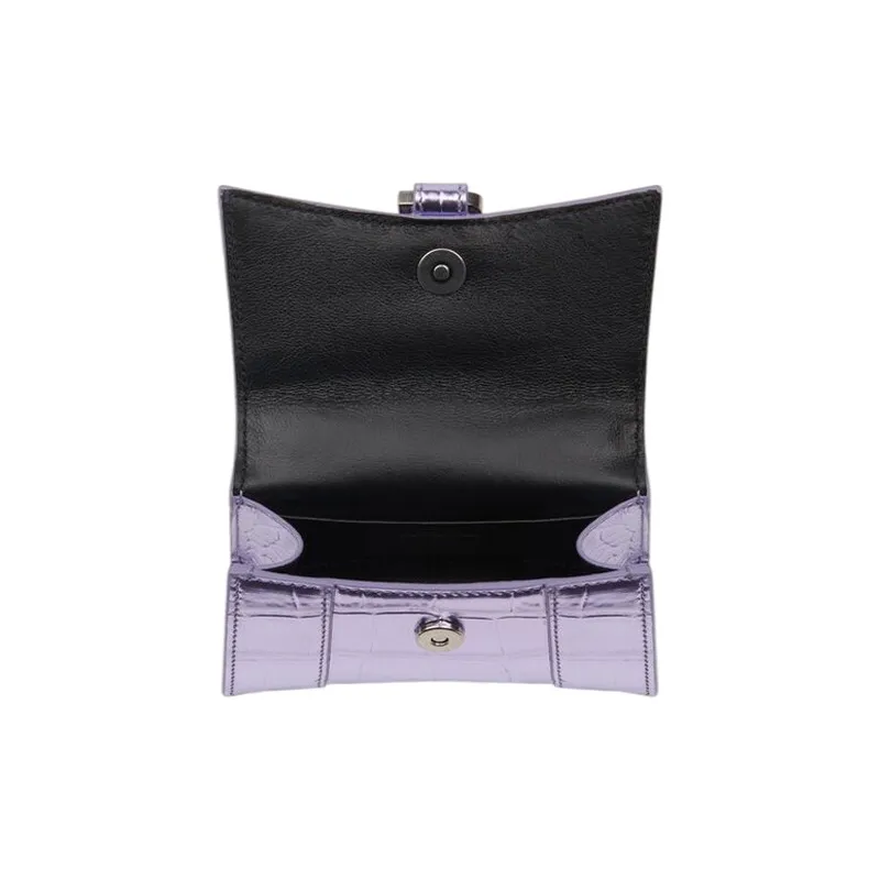 Balenciaga Hourglass Cow Leather Hourglass Bag Handbag Shoulder Bag Crossbody Bag Mini Women's Purple-4
