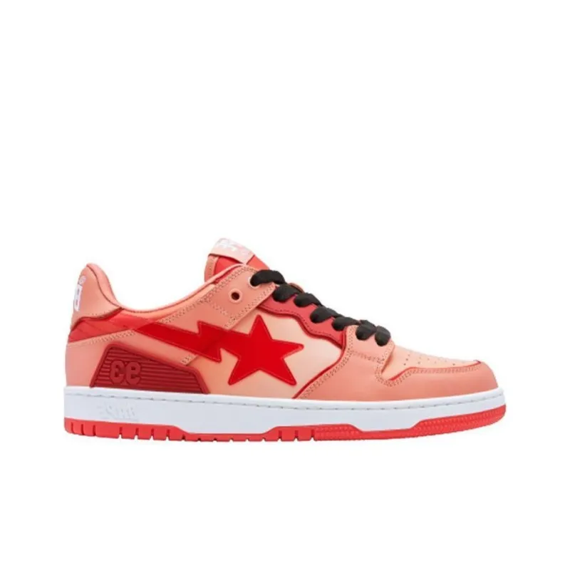 A BATHING APE SK8 STA Stylish Skateboarding Shoes Men's Pink White-1