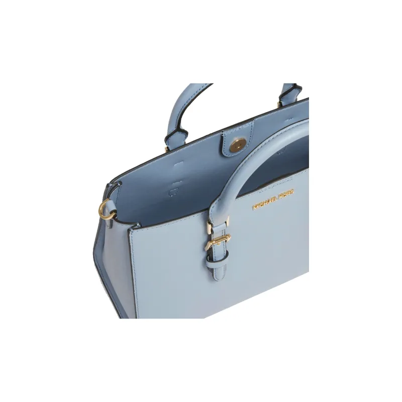 MICHAEL KORS Charlotte Artificial Leather Shoulder Bag, Crossbody Bag, Handbag Medium Size Women's Light Blue-4