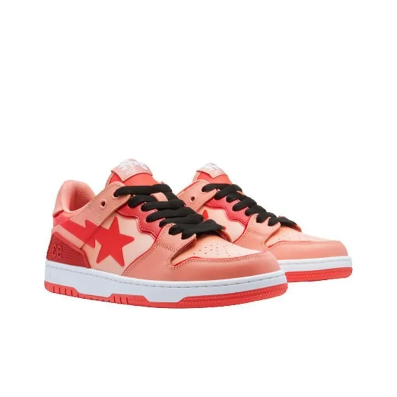 A BATHING APE SK8 STA Stylish Skateboarding Shoes Men's Pink White-3