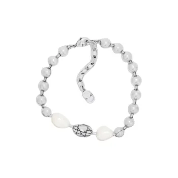 DIOR Brass Pearl Bracelets Unisex Silver