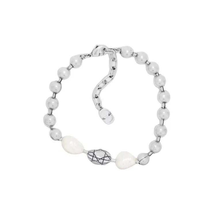 DIOR Brass Pearl Bracelets Unisex Silver-0