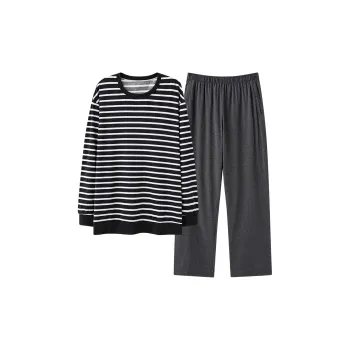 MIIOW SS24 Pajama Set Men's Striped Gray