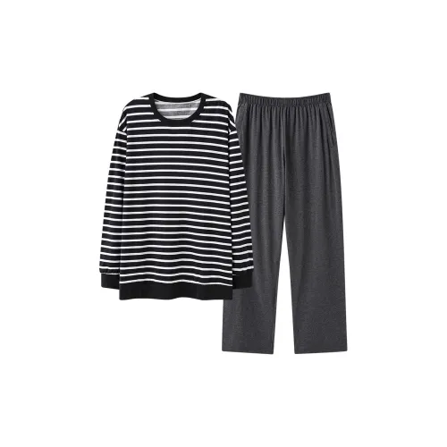 MIIOW SS24 Pajama Set Men's Striped Gray