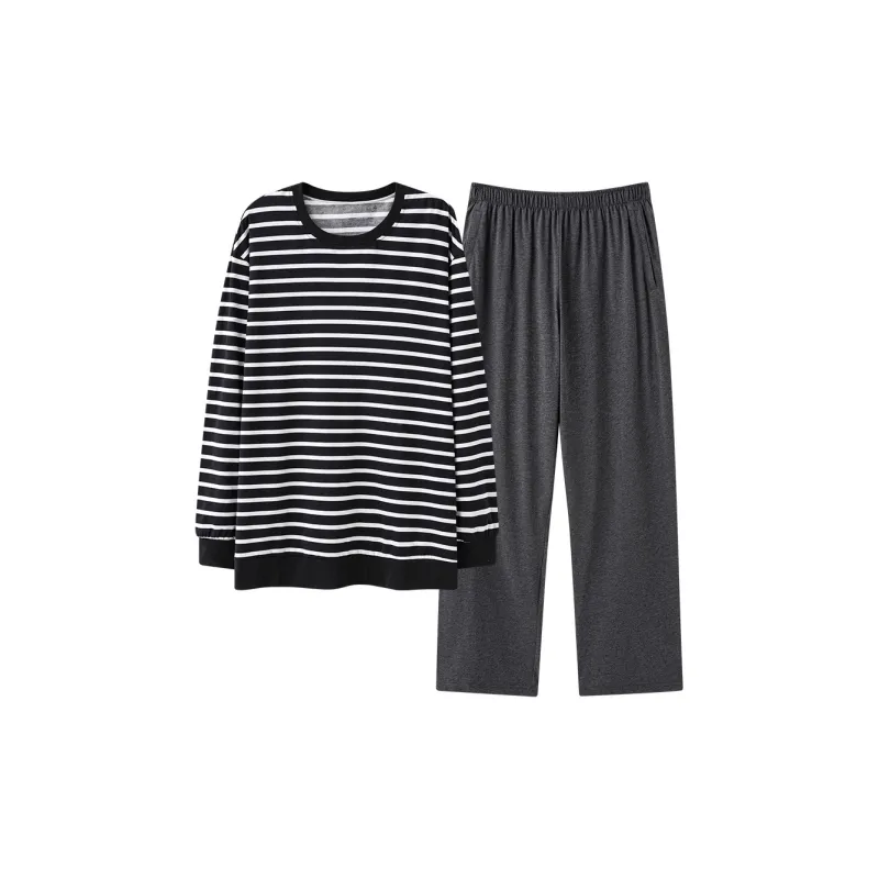 MIIOW SS24 Pajama Set Men's Striped Gray-0