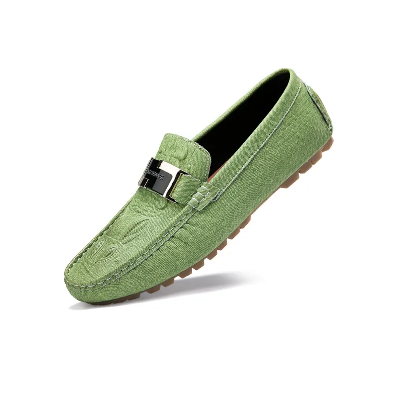 CKVUSAMG Gommino Loafers Men Apple Green/Dark Sky Blue/Beige-2