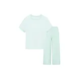 [Short-Sleeved Shirt and Pants]Blue Green-Women's