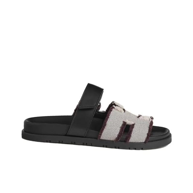 HERMES Chypre Slide Slippers Women's Black-1
