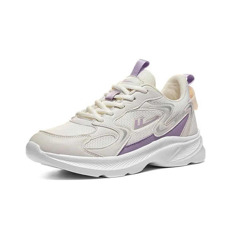 Warrior Durable Breathable Lightweight Low Top Running Shoes Women's Beige Purple-1