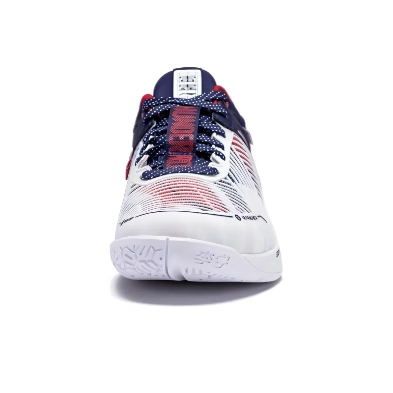 LiNing PRO Cushioned Slip Resistant Abrasion Resistant Low Top Badminton Shoes Unisex White Blue-3