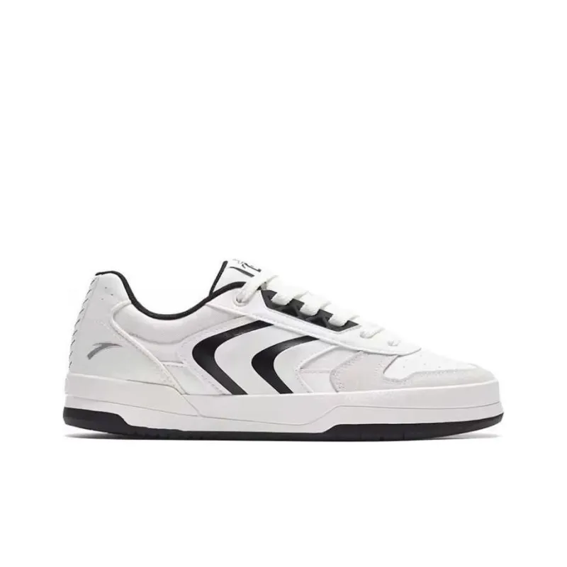 Anta Anti Slip Wear Resistant Low Top Skateboard Shoes Men's Black White-1