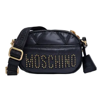 MOSCHINO Nylon With Cow Leather Shoulder Bag, Crossbody Bag Women's Black