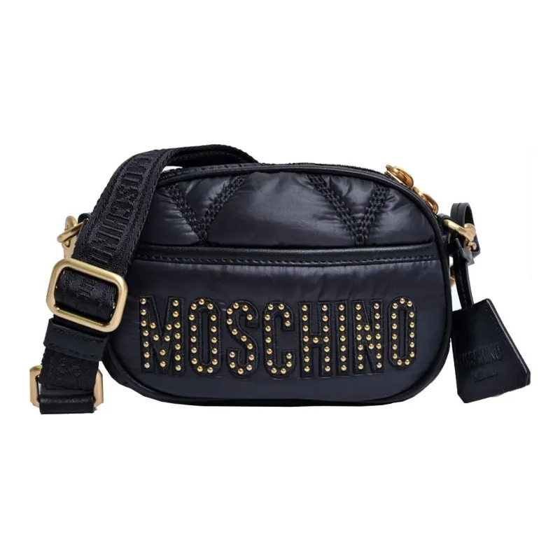 MOSCHINO Nylon With Cow Leather Shoulder Bag, Crossbody Bag Women's Black-0