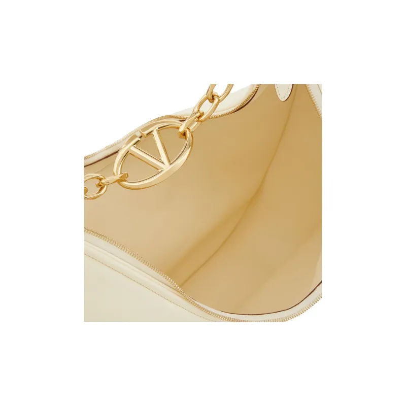 Valentino Vlogo Moon Nappa Leather Handbag Shoulder Bag Large Size Women's White-5
