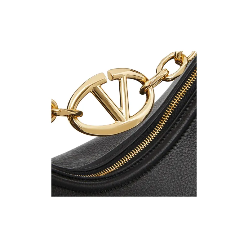Valentino Vlogo Moon Grained Calfskin Crossbody Bag Shoulder Bag Women's Black-6