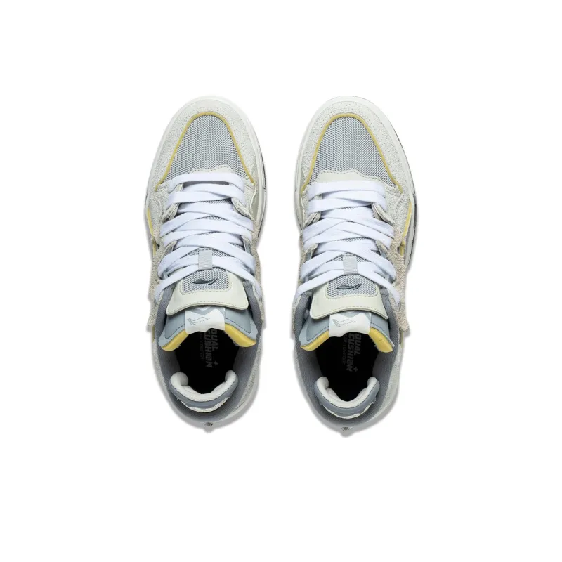 LiNing Wave Pro Non slip Lightweight Low Top Skateboard Shoes Women's White Gray-3